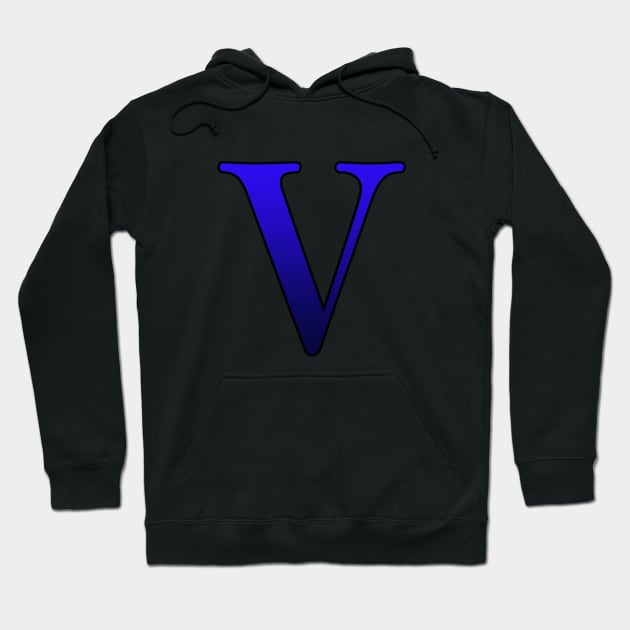 Blue Roman Numeral 5 V Hoodie by Numerica